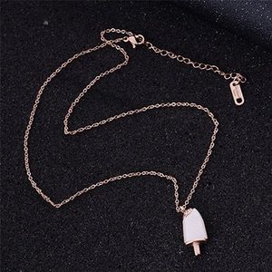 Ice cream necklace- white & rosegold w/ CZ